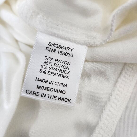 Love Tree Womens Bodysuit Size Medium Ivory Ruched Puff Long Sleeve Mock Neck - Picture 9 of 10